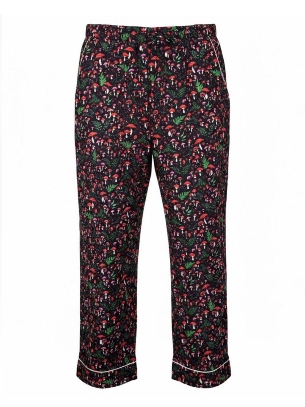 Printfresh Toadstool Pajama Pants Black Red Organic Cotton Pockets Mushroom-S